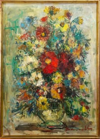 Giusi Boncinelli (Italian, b. 1934) Oil on Canvas, Still Life Flowers