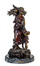 Hippolyte Francois Moreau bronze Woman & Child Gathering