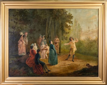 School of Nicolas Lancret (French, 1690 - 1743) Oil on Canvas, Figures in a Wooded Landscape