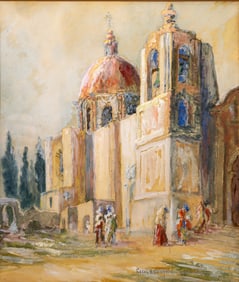 Cecil Crawford O'Gorman (Irish, 1874 -1943) Watercolor and Guache on Paper, "Mexican Cathedral"