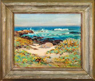 Frank Montague Moore (American, 1877-1967) Oil on Masonite, Seascape