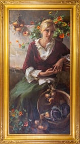 Daniel Gerhartz (American, b. 1965) Oil on Canvas, "From the Autumn Garden"