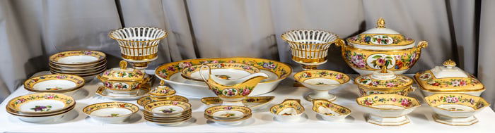 Thirty-Seven (37) Piece Antique Old Paris Porcelain Service