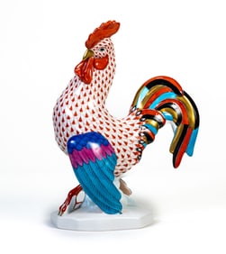 Herend 9 inch Red Fishnet Rooster