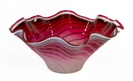 Large LaChaussee Art Glass Center Bowl