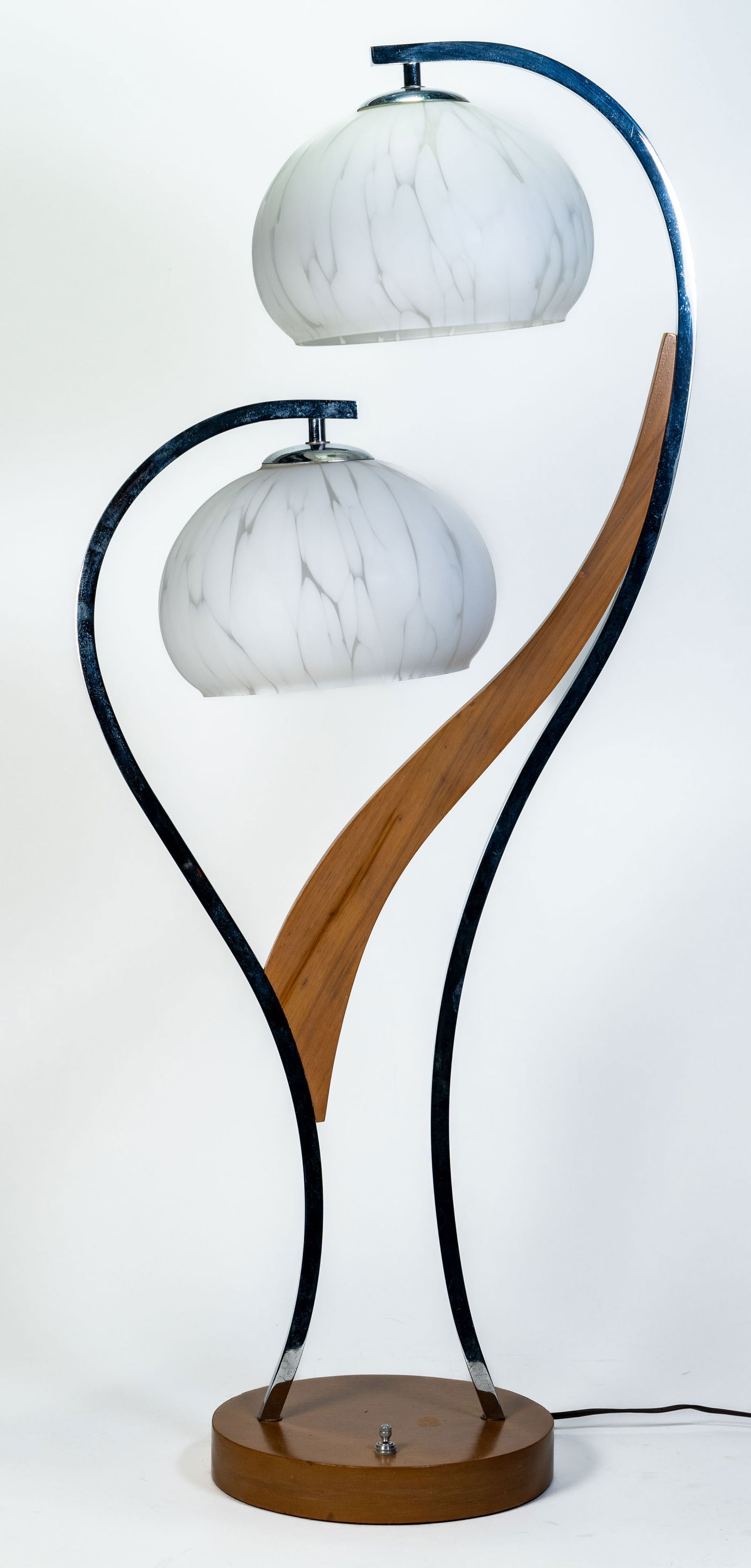 Modern Teak Double Bell form Lamp (1 of 11)
