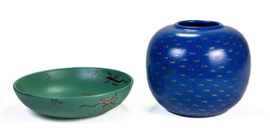 Two Emilia Castillo Works, Silver Overlay Pottery