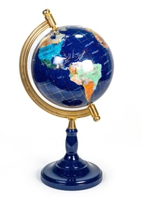 Mid 20th c Stone Lappis and Specimen Globe on Stand