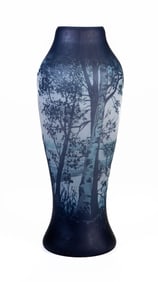 D'Argental Cameo Glass Landscape Vase, Early 20th Century