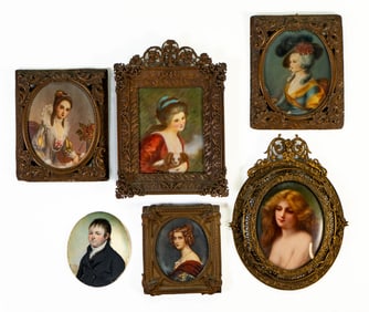 Six (6) Antique Miniature Portrait Paintings