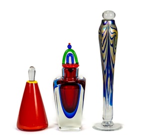 Three Art Glass Perfume Bottles, incl. Brian Maytum