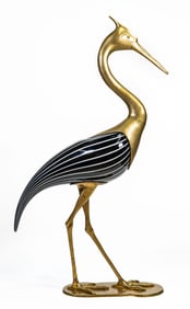 Life Size Murano Glass & Brass Heron