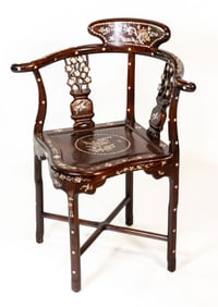 Chinese Mother of Pearl Inlay Corner Chair