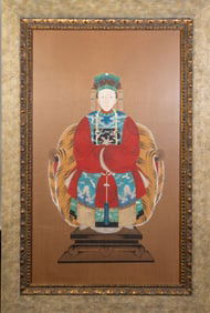 Two Chinese Emperor and Empress Paintings on Silk