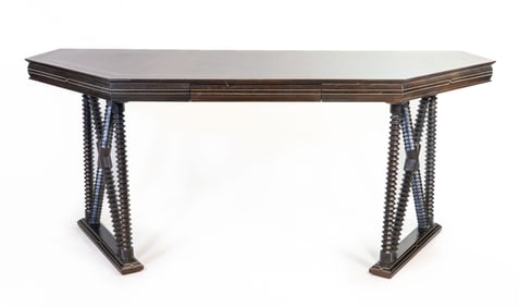 Modern Hardwood Line Painted Turned Legs Console Table