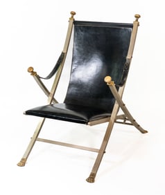 Maison Jansen Brass and Steel Folding Campaign Chair