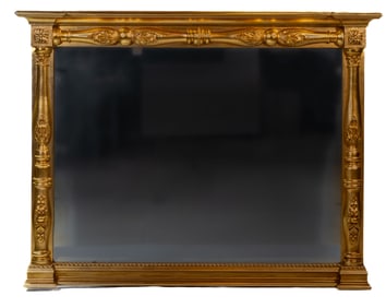 Large Vintage Gilt Frame Over Mantle Mirror