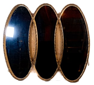 Large Mid-Century Hollywood Regency Triptych Mirror