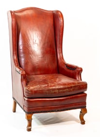 Red Leather Wingback Armchair
