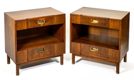 Pair John Widdecomb MCM Walnut Nightstands
