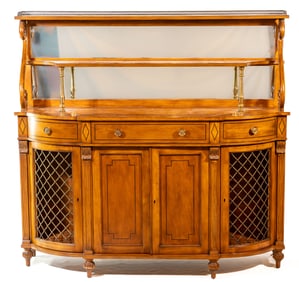 Walnut Mirror Back Buffet Cabinet
