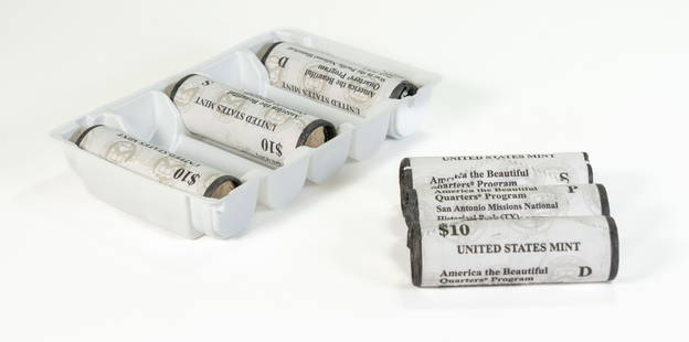 Twelve (12) Rolls America The Beautiful Quarters Program: Four( 4) original boxes America the Beautiful Quarters Program: Marsh-Billings-Rockefeller National Historic Park, American Memorial Park, San Antonio Missions, and War in the Pacific National