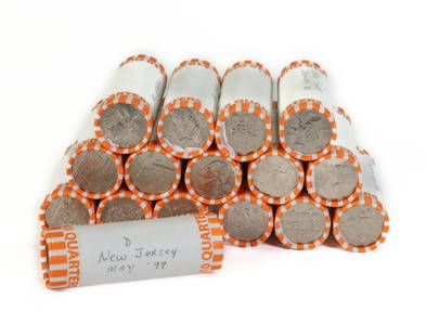 Sixteen (16) Rolls State Quarters all D: Sixteen (16) rolls of state quarters. All D. $160 Face Value.