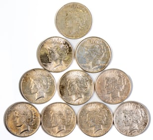 Ten (10) Liberty Peace Dollars