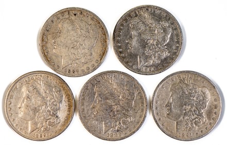 Five (5) Morgan Silver Dollars