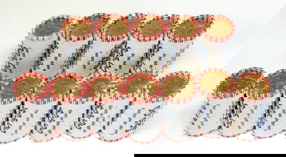 Twelve (12) $25 Bank Rolls Presidential Dollars $300 Face Value: Twelve (12) $25 Bank Rolls Presidential Dollars: three (3) George Washington, four (4) John Adams, four (4) Jefferson, one (1) James A. Garfield. $300 Face Value.