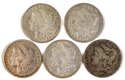 Five (5) Morgan Silver Dollars