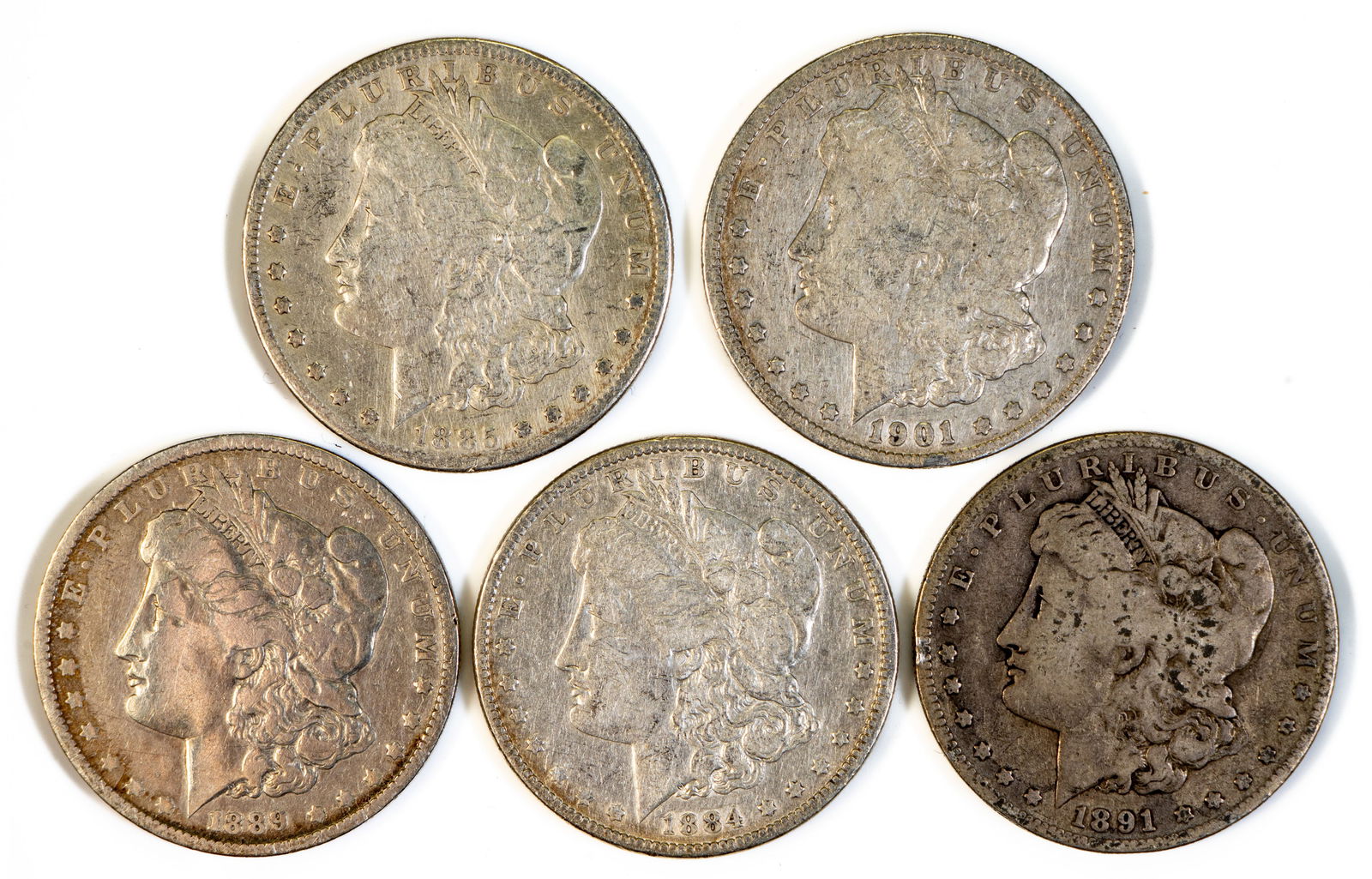 Five (5) Morgan Silver Dollars (1 of 2)