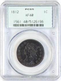 1812 Small Date 1Cent PCGS Green label CF40