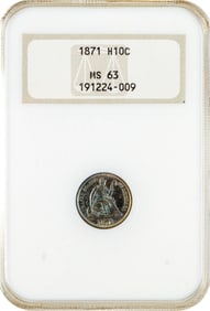 1871 Liberty Seated Half Dime Graded NGC MS 63