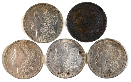 Five (5) Morgan Silver Dollars