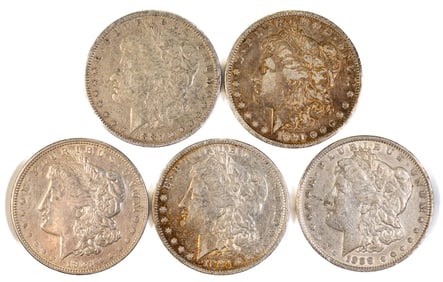 Five (5) Morgan Silver Dollars
