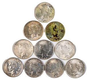 Ten (10) Liberty Peace Silver Dollars