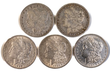 Five (5) Morgan Silver Dollars