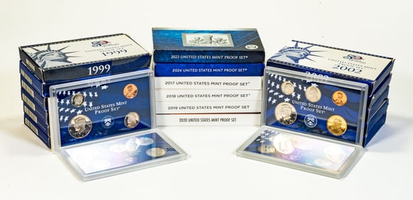 Seventeen (17) US Mint Proof Sets 1999-2024 multiples