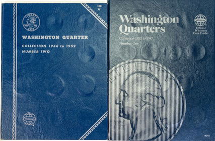 Two (2) Full Blue Books Silver Quarters 1932-1947 and 1946-1959