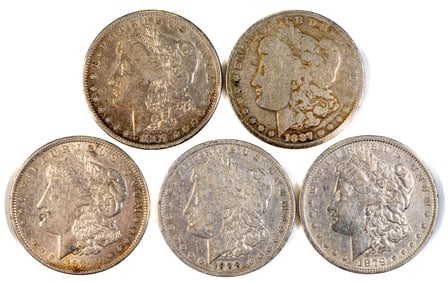 Five (5) Morgan Silver Dollars