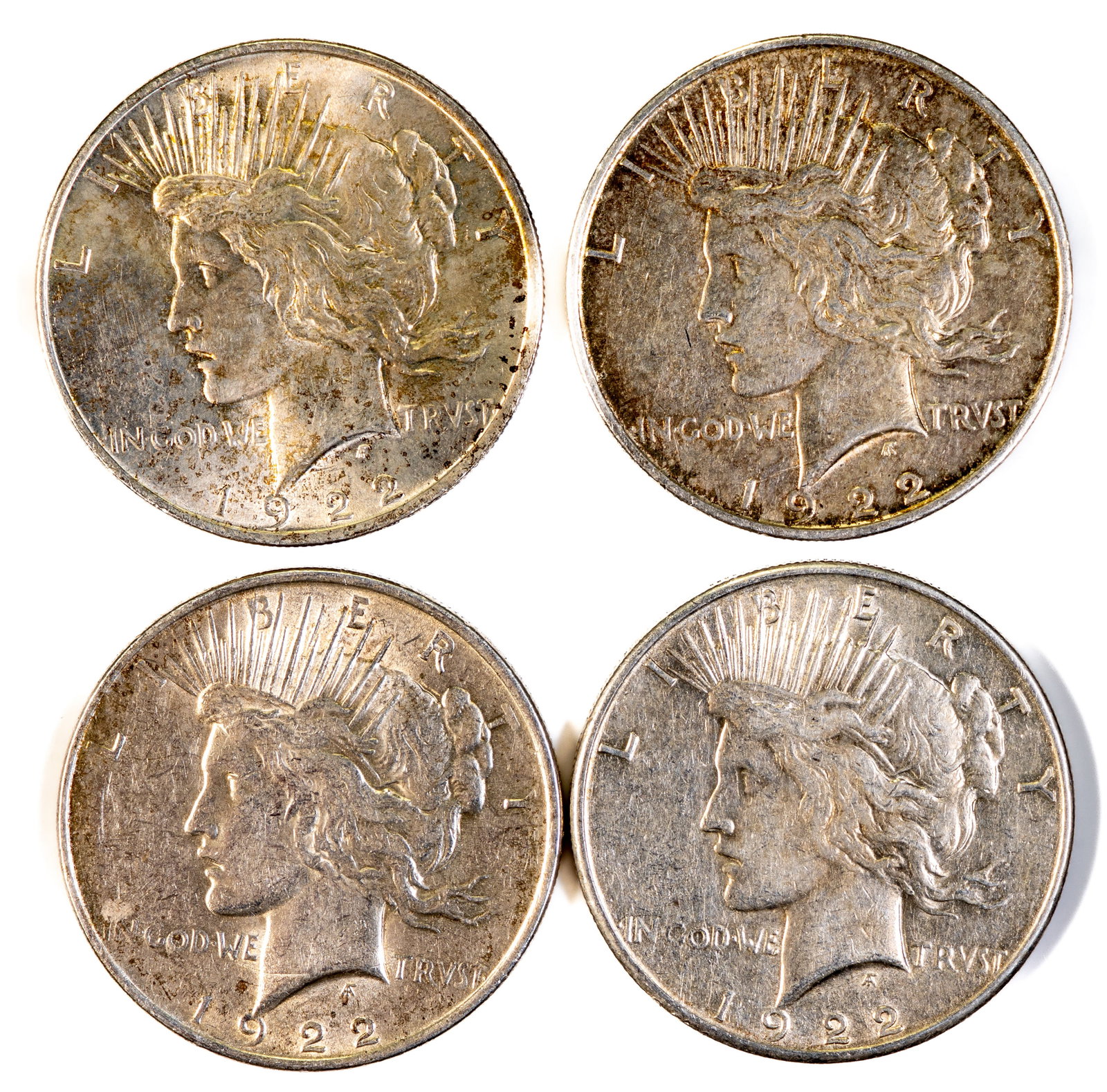 Four (4) Liberty Peace Dollars (1 of 2)
