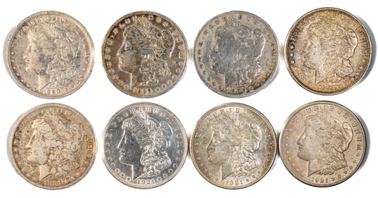 Eight (8) Morgan Silver Dollars