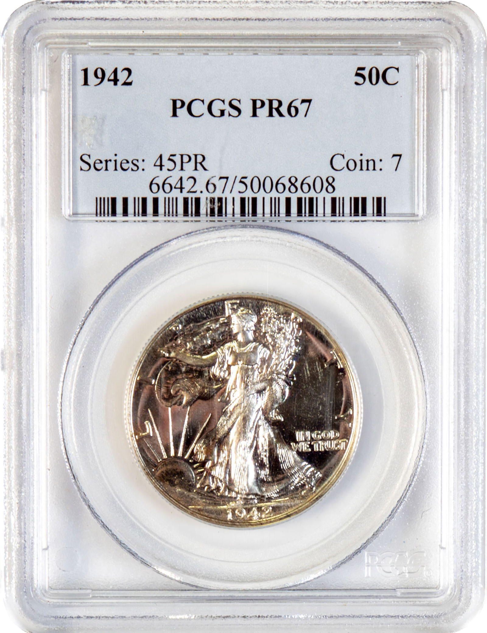 1942 Walking Liberty Half Dollar PCGS PR67 Graded (1 of 2)