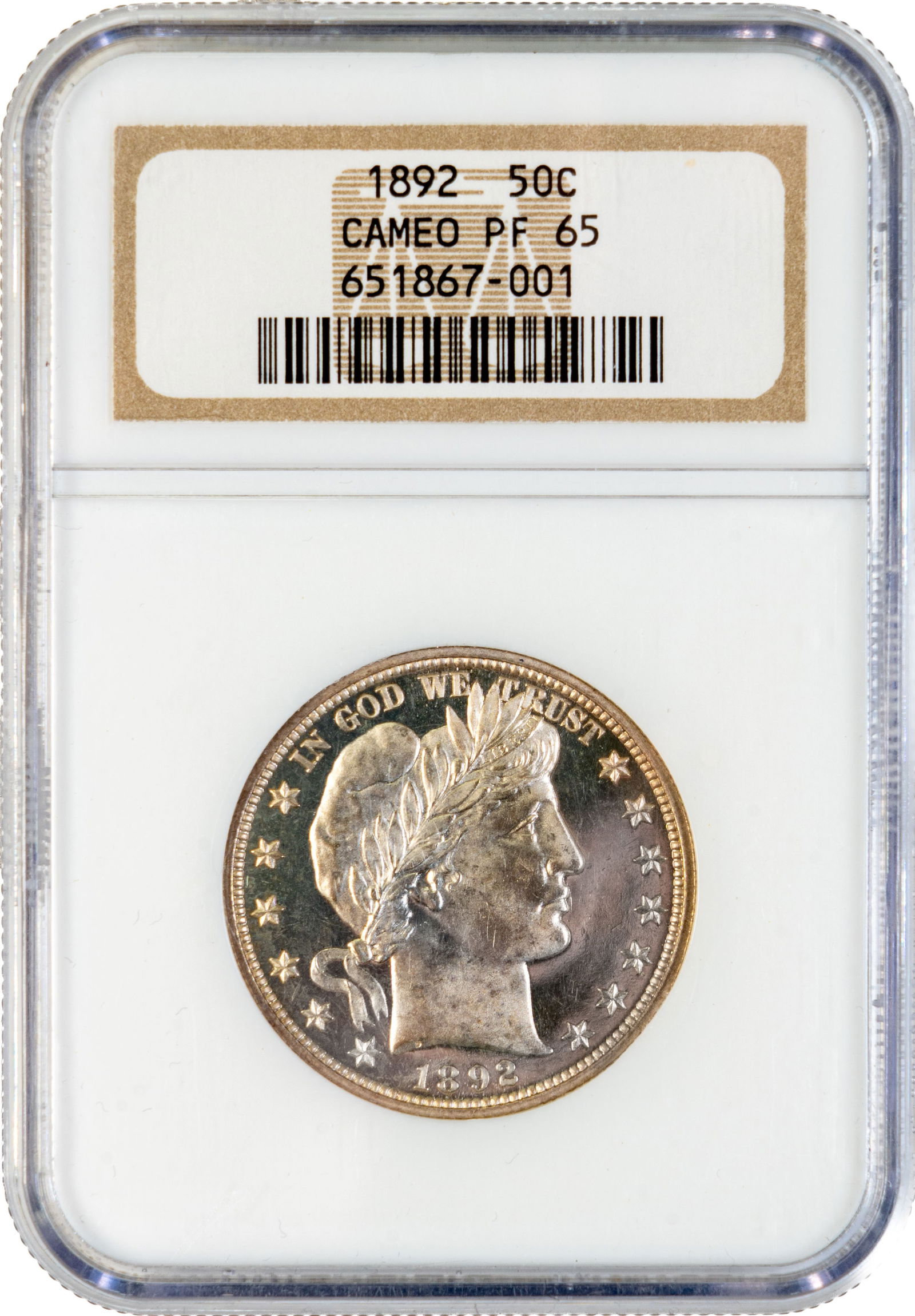 1892 Barber Half Dollar Graded NGC CAMEO PF 65 (1 of 2)