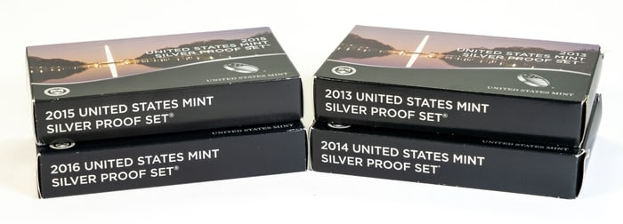 Four (4) US Mint Silver Proof Sets 2013-2016