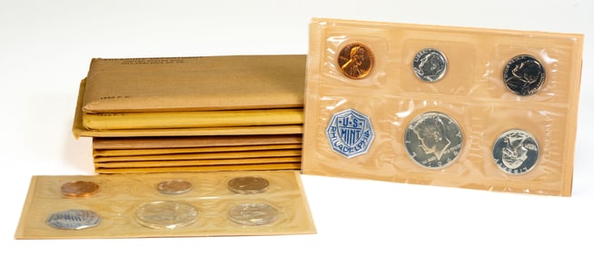 Ten (10) US Mint Sets 1956-1964 Original Envelopes