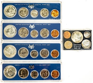Five (5) US Mint Sets 1964, 1966, 1967
