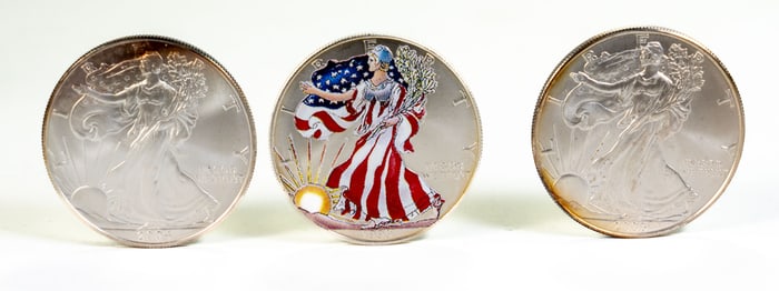 Three (3)  Silver American  Eagle One Ounce Coins