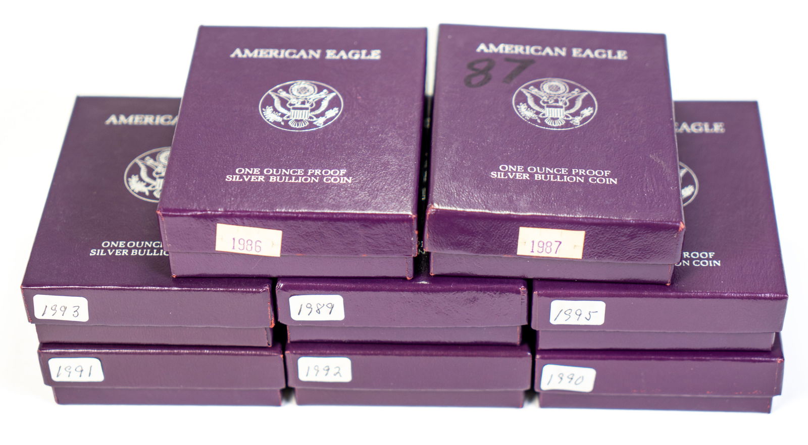 Eight (8) US American Eagle One Ounce Proof Coin (1 of 6)